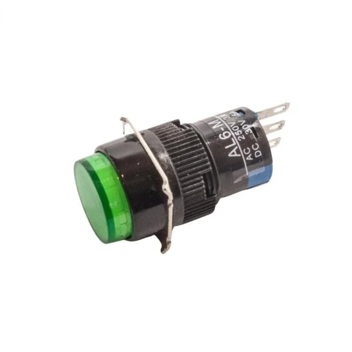 AL6-M 16mm 30V Yeşil Yaylı Buton