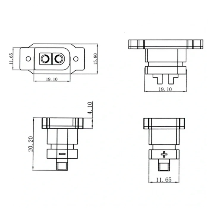 Amass XT60E-F Panel Tipi Dişi Konnektör - XT60