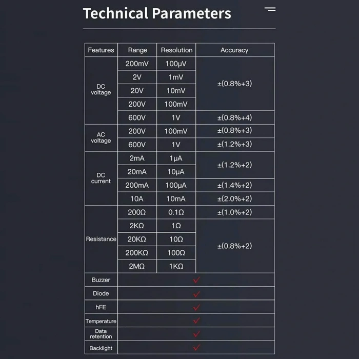 Aneng AN8205C Dijital Multimetre (Kırmızı)