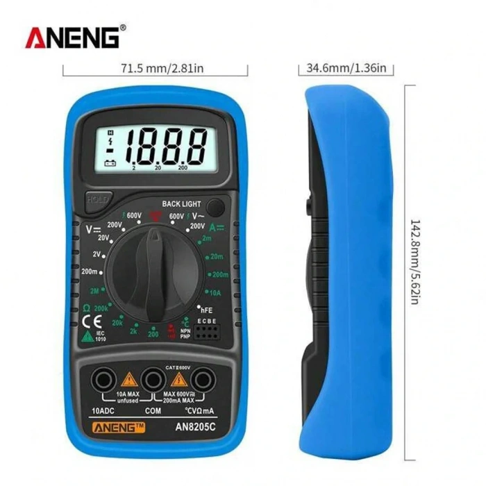 Aneng AN8205C Dijital Multimetre (Mavi)