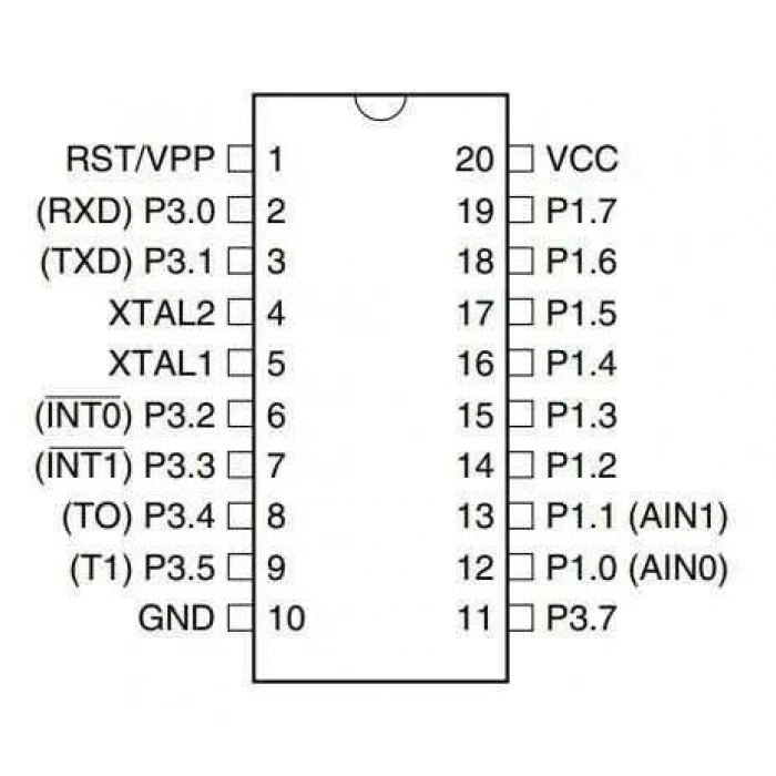 AT89C2051-12PU DIP-20 12MHz Mikrodenetleyici