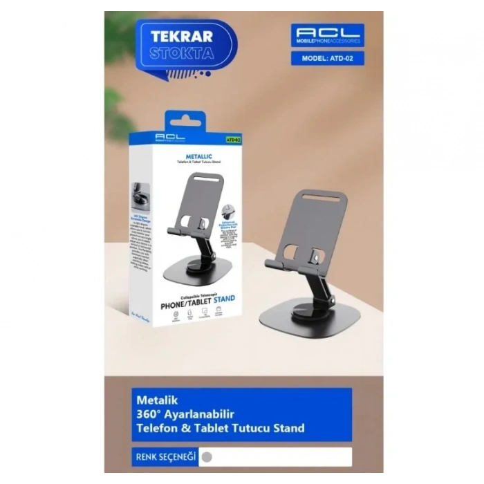 ATD-02 Metalik 360° Ayarlanabilir Telefon Tablet Tutucu Stand