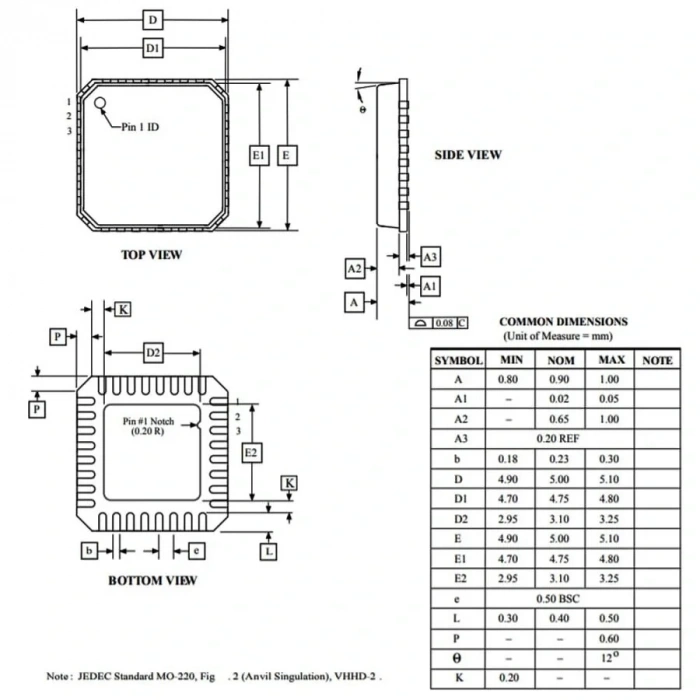 ATMEGA328P-MU SMD 8-Bit 20Mhz VQFN32