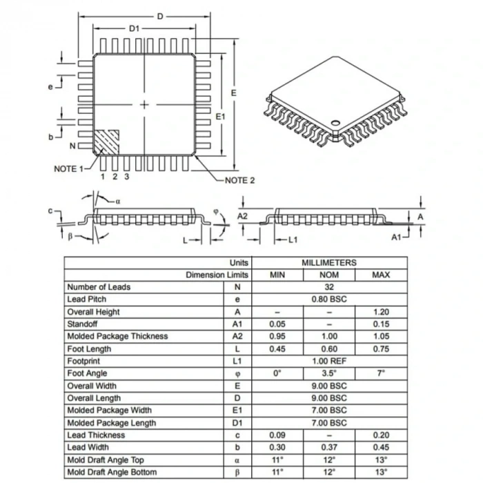 ATMEGA328PB-AU SMD 8 Bit 20MHz TQFP32