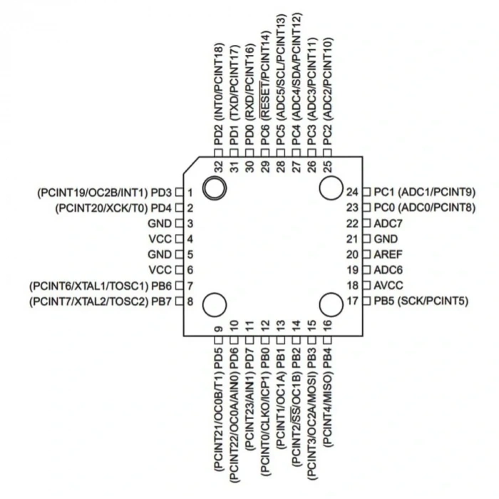 ATMEGA328PU-TH SMD 8-Bit 20MHz Mikrodenetleyici TQFP-32