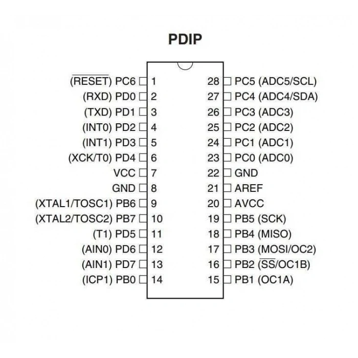 ATMEGA8-16PU DIP-28 16MHz Mikrodenetleyici