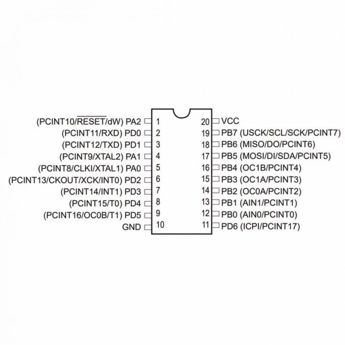 ATtiny2313A-SU SMD 8-Bit 20MHz Mikrodenetleyici SOIC-20