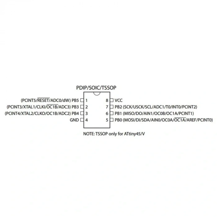ATtiny45-20SU SMD 8-Bit 20MHz Mikrodenetleyici SOIC-8