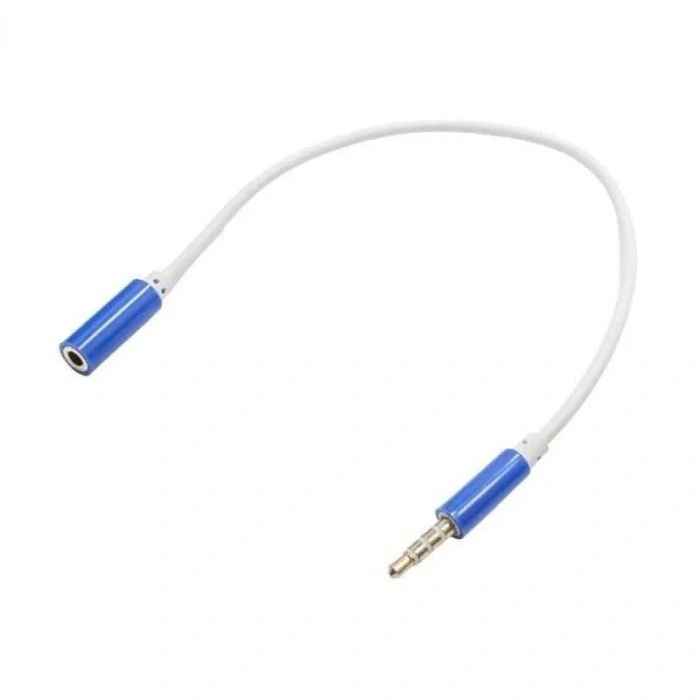 Aux 3.5mm Jack Erkek - Dişi Uzatma Kablosu 27cm 4 Boğum