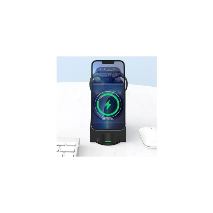 AW23 3-in-1 15W 3A USB-C Girişli Işıklı Kablosuz Şarj Standı