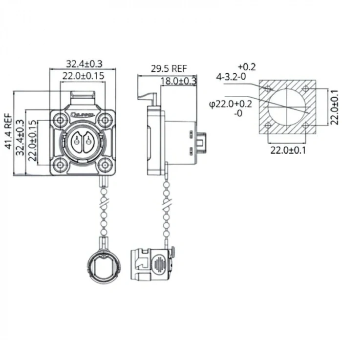 BD-20-J04SX-03-406A 4-Pin Su Geçirmez Konnektör - Dişi
