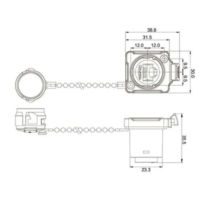BD-24-J/RJ45/213/SX-42-201A Su Geçirmez Ethernet Konnektörü - Dişi