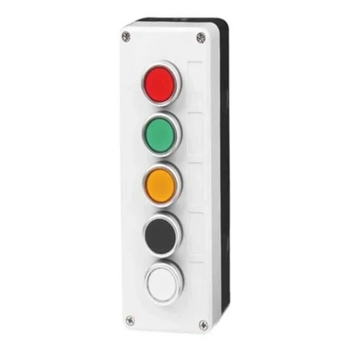 Beşli Push Buton Kutusu - Kırmızı / Yeşil / Sarı / Mavi / Beyaz