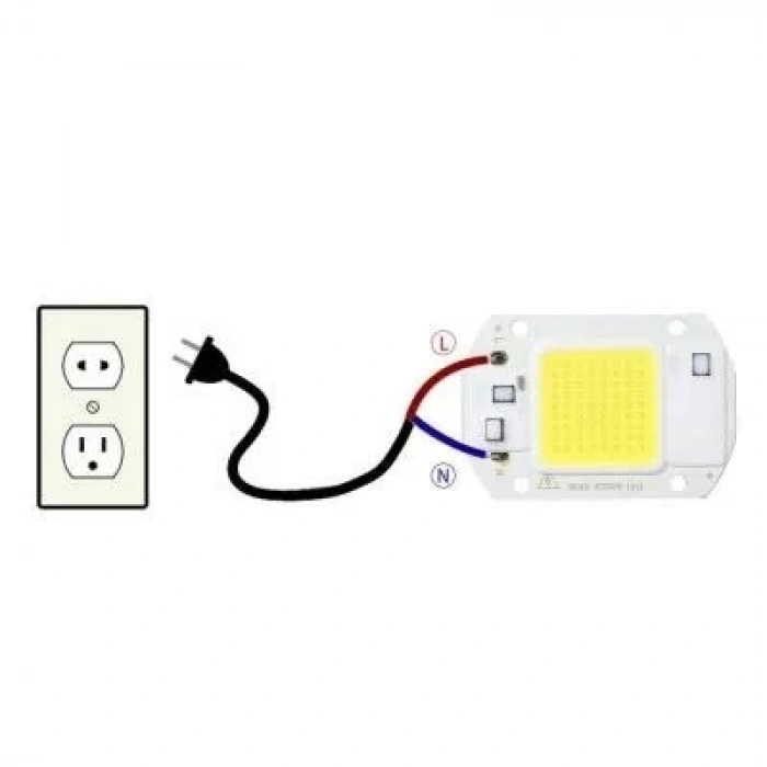Beyaz 220V Projektör Cob Led 50W Driver Çipli