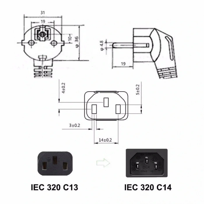 Bilgisayar Güç Kablosu Kasa Ekran Kablosu 3X0.75mm 1.5m