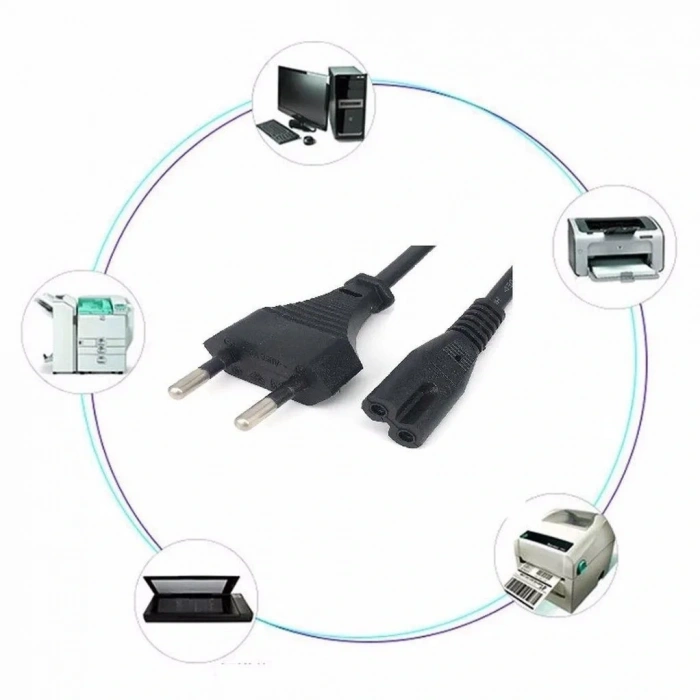 C7 2 Pin Teyp Yazıcı Power Fişi Güç Kablosu 1.5m