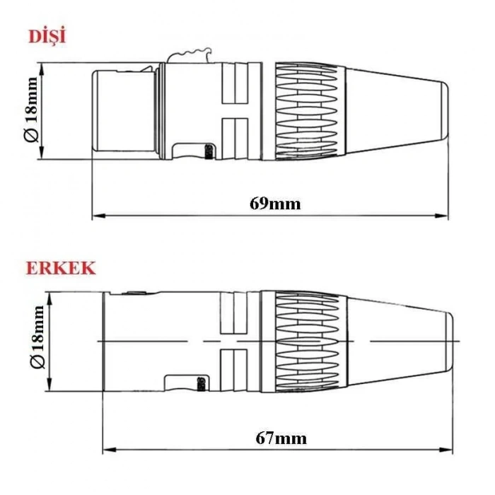 Canon / XLR 5 Pin Jack - Dişi