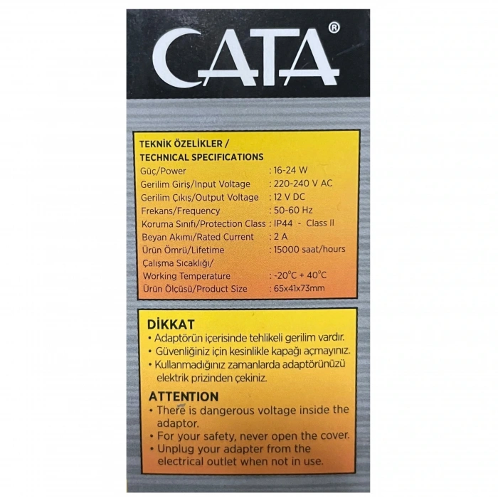Cata CT-2551 Fişli Adaptör 2A 24W