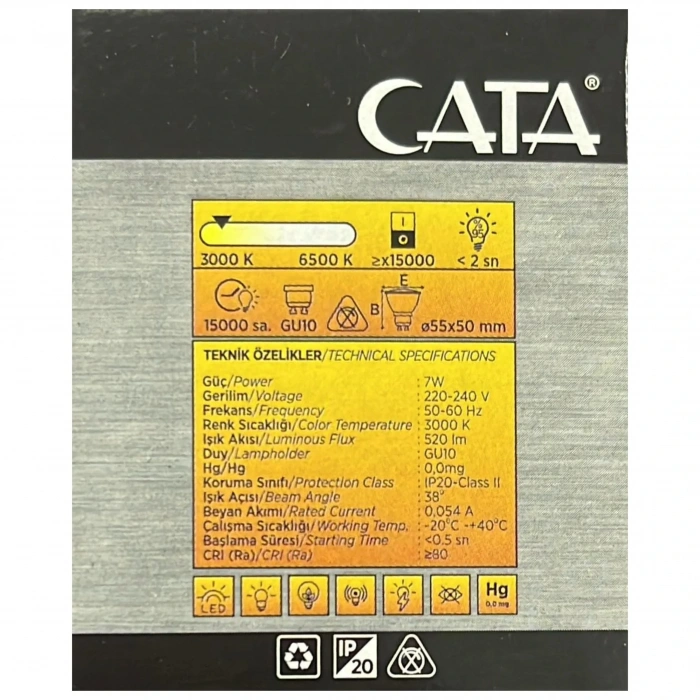Cata CT-4215 Çanak Led Ampul 7W 3000K Günışığı