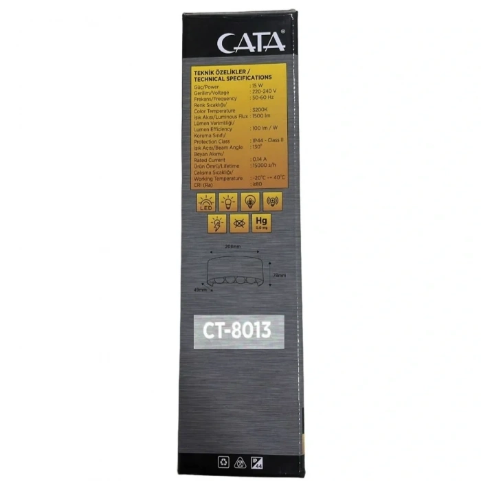 Cata CT-8013 15W Kabri Led Aplik Günışığı