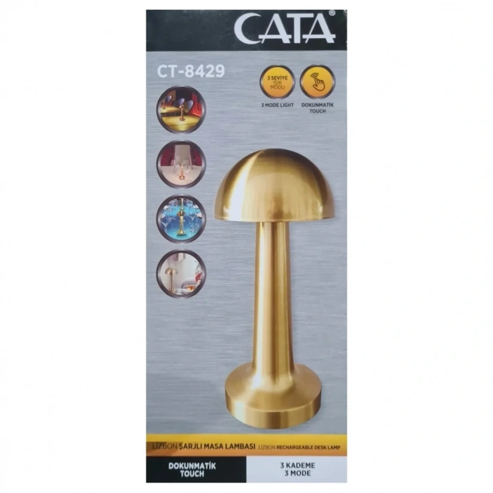 Cata CT-8429 Lizbon Dokunmatik Şarjlı Led Masa Lambası Gold