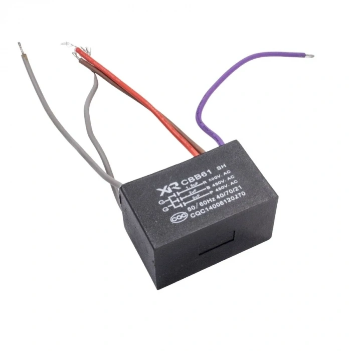 CBB61 1.5uF/2uF/3uF 450V Kablolu Kutulu Daimi Kondansatör