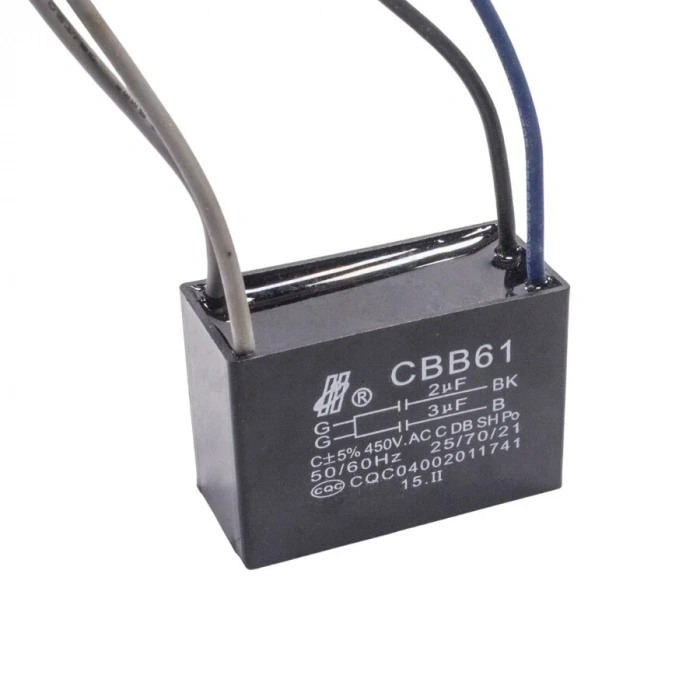 CBB61 2uF/3uF 450V Kablolu Kutulu Daimi Kondansatör