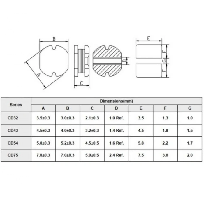 CD75 3.3UH SMD Bobin