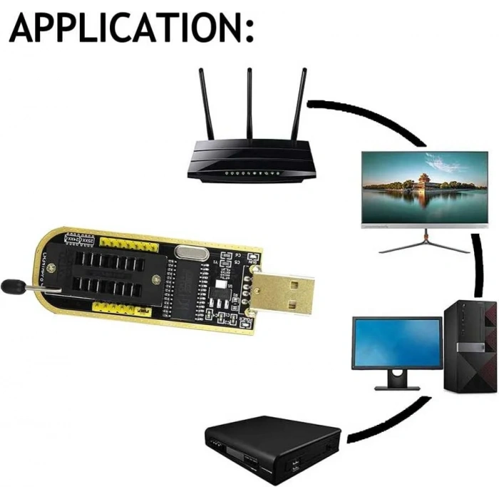 CH341A 24 25 Serisi EEPROM Flash BIOS USB Programlayıcı + SOIC8 Test Klipsi