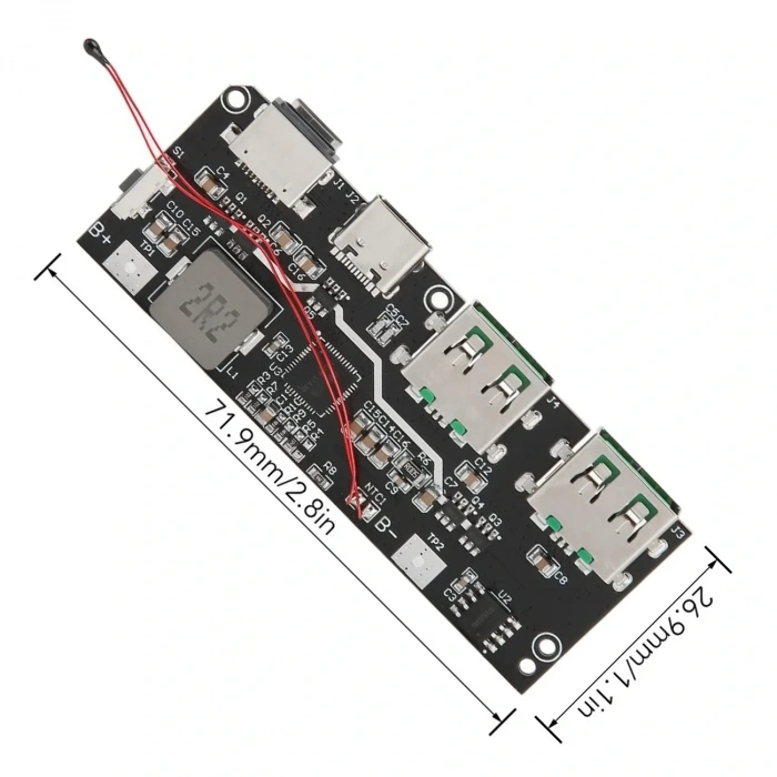Çift USB 5V 22.5W Ledli Micro Type-C Powerbank Hızlı Şarj Modülü