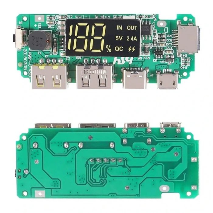 Çift USB 5V 2.4A Ledli Micro Type-C Powerbank Modülü