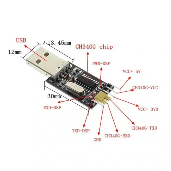 CP2102 USB to TTL Çevirici (6 Pinli UART Dönüştürücü)