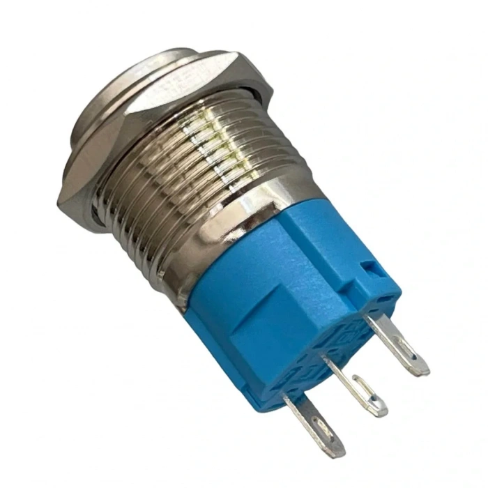 D23 16mm Metal Turuncu Halka Ledli Kalıcı Buton 24V