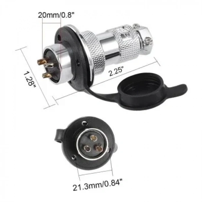 DF20 5 Pin 20mm Su Geçirmez Konnektör Takımı