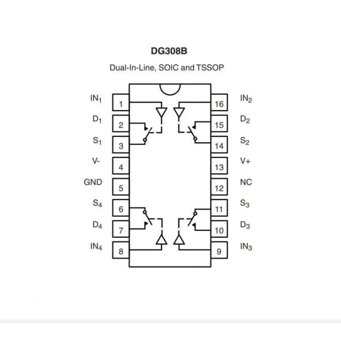DG308BDY SOIC-16 CMOS Analog Anahtarlama Entegresi