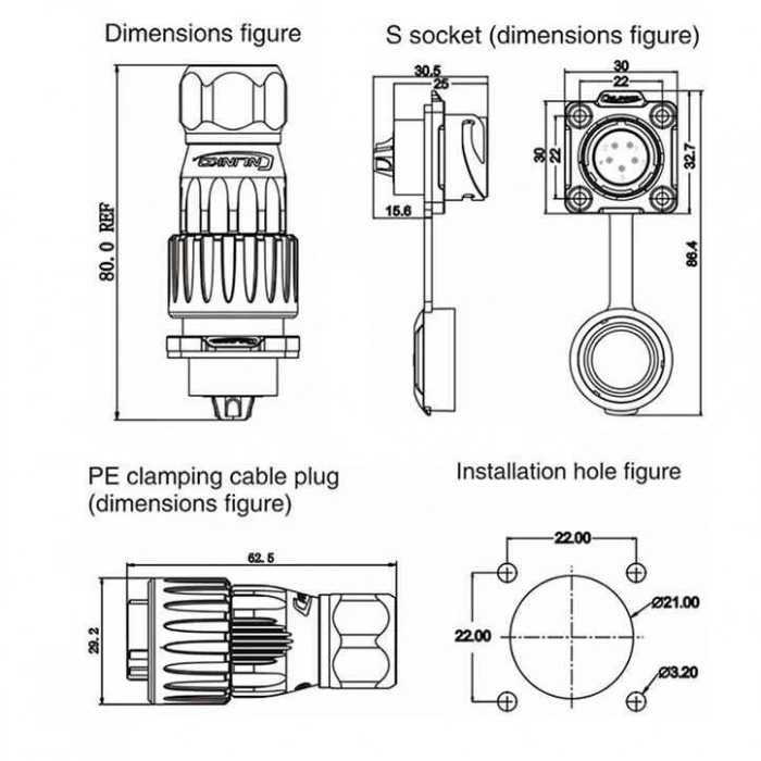 DH-20-J05PE-03-001 5-Pin Su Geçirmez Konnektör - Dişi