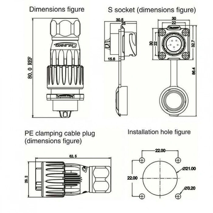 DH-20-J05SX-03-401 5-Pin Su Geçirmez Konnektör - Dişi