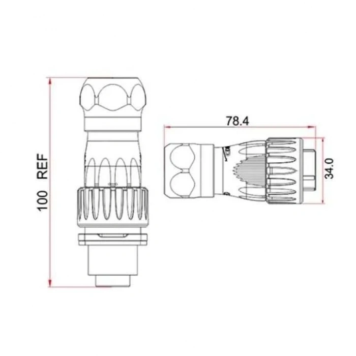 DH-24-C/RJ45/015/PE-43-001 Su Geçirmez Ethernet Konnektörü - Erkek