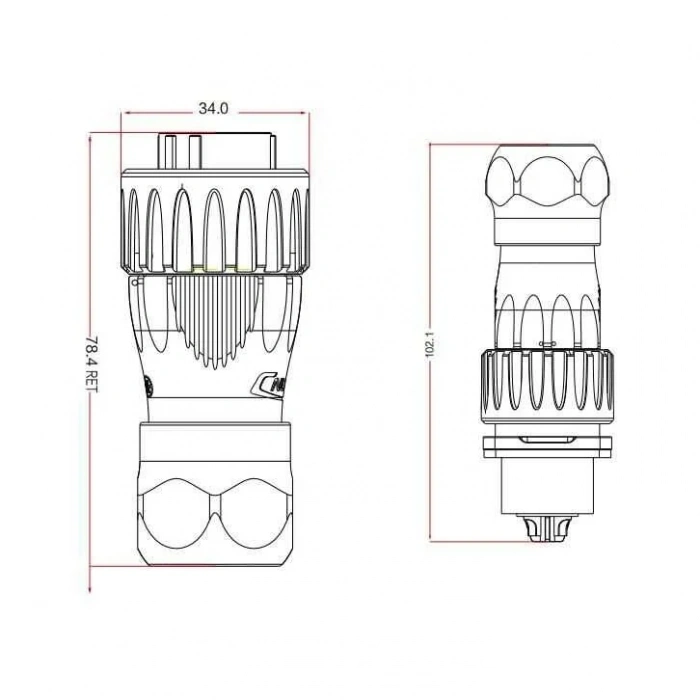 DH-24-C24PE-03-001 24-Pin Su Geçirmez Konnektör - Erkek