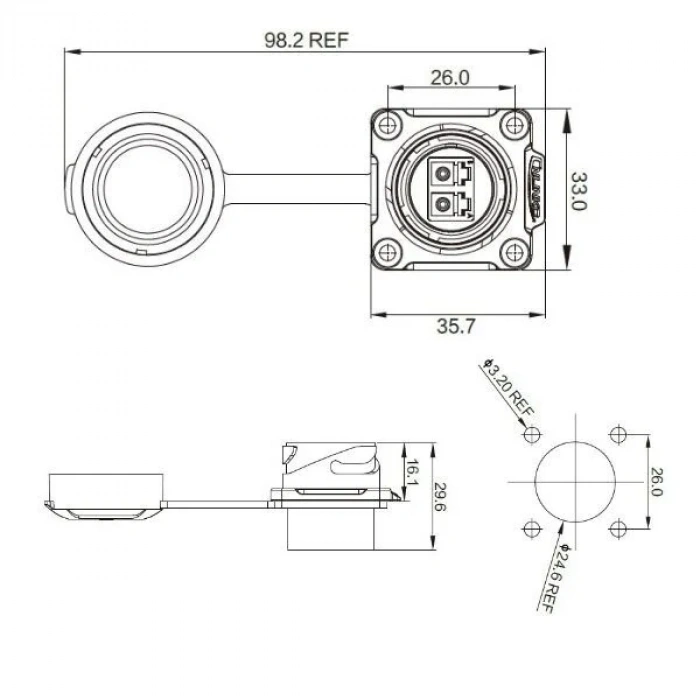 DH-24-J/LC/213/SX-43-401 Su Geçirmez Fiber Optik Konnektör - Dişi