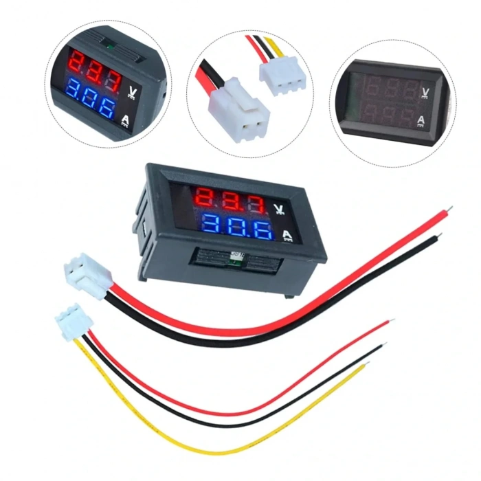 Dijital Voltmetre Ampermetre Volt Akım Ölçer DC 0-100V 10A
