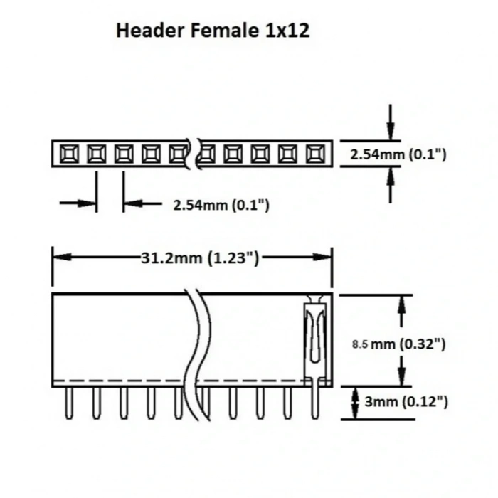 Dişi Pin Header 40 Pin 2.54mm 1x40 180° Tek Sıra