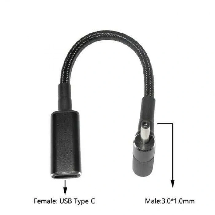 Dişi Type C - Erkek 3.0x1.1mm Jack Dönüştürücü Kablo Tip-C to 3011