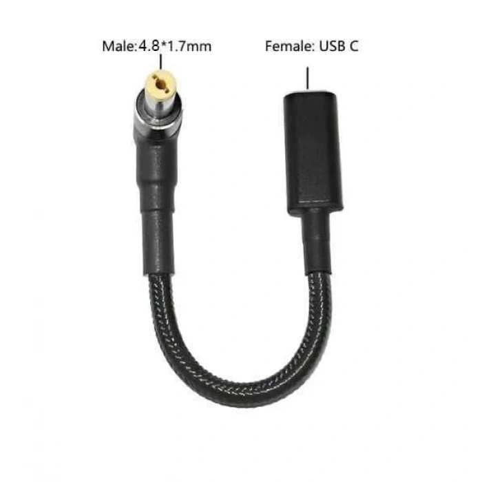 Dişi Type C - Erkek 4.8x1.7mm Jack Dönüştürücü Kablo Tip-C to 4817