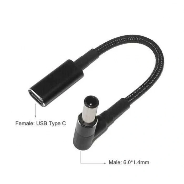 Dişi Type C - Erkek 6.0x1.4mm Jack Dönüştürücü Kablo Tip-C to 6014