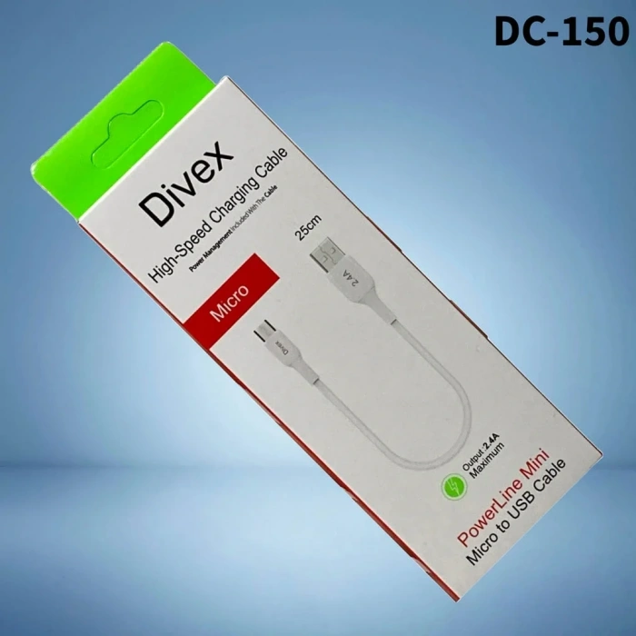 Divex 2.4A Micro USB to USB Hızlı Şarj Kablosu 25cm DC-150