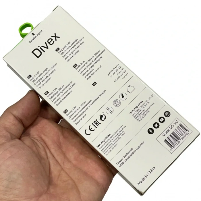 Divex 3.0A 20W Type-C to Lightning Hızlı Şarj Data Kablosu DC-142