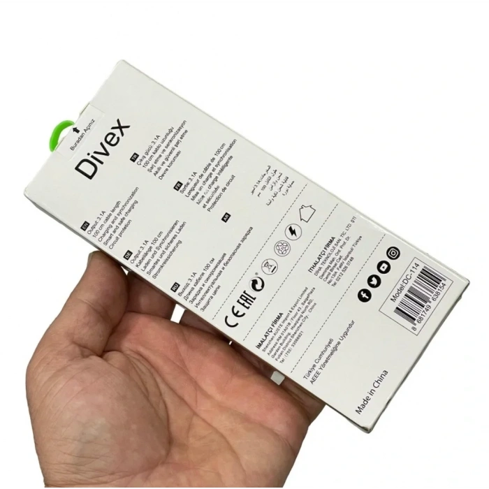 Divex 3.1A Lightning Hızlı Şarj Data Kablosu