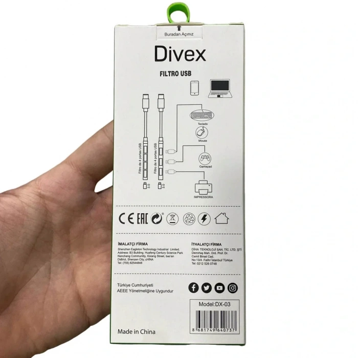Divex 4 Çıkışlı USB Çoklayıcı 4 Port USB Splitter DX-03
