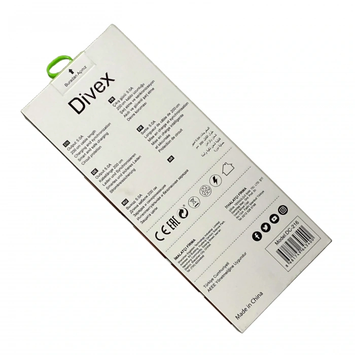 Divex 45W Type-C to Type-C Yüksek Hızlı Şarj Kablosu 2m DC-216
